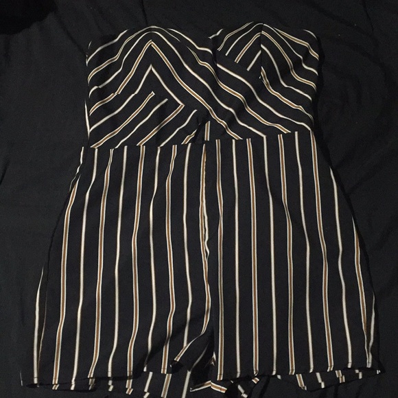 Black orange / white striped romper - Picture 1 of 1